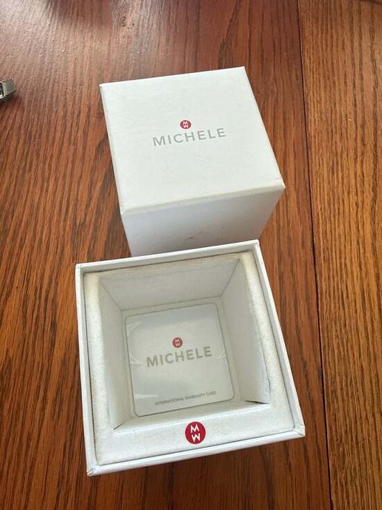 MICHELE Womens Tahitian Watch 39mm Silver, Stainless Steel, White Silicone Strap - Picture 2 of 16